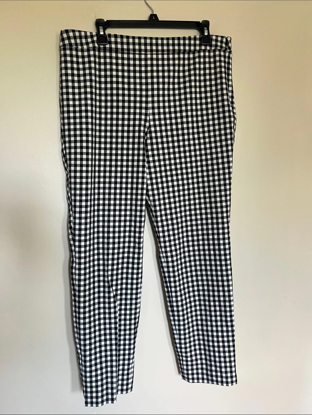 Talbots Gingham Chatham Preppy Ankle Pants Black White Side Zip Size 12 - Picture 3 of 11